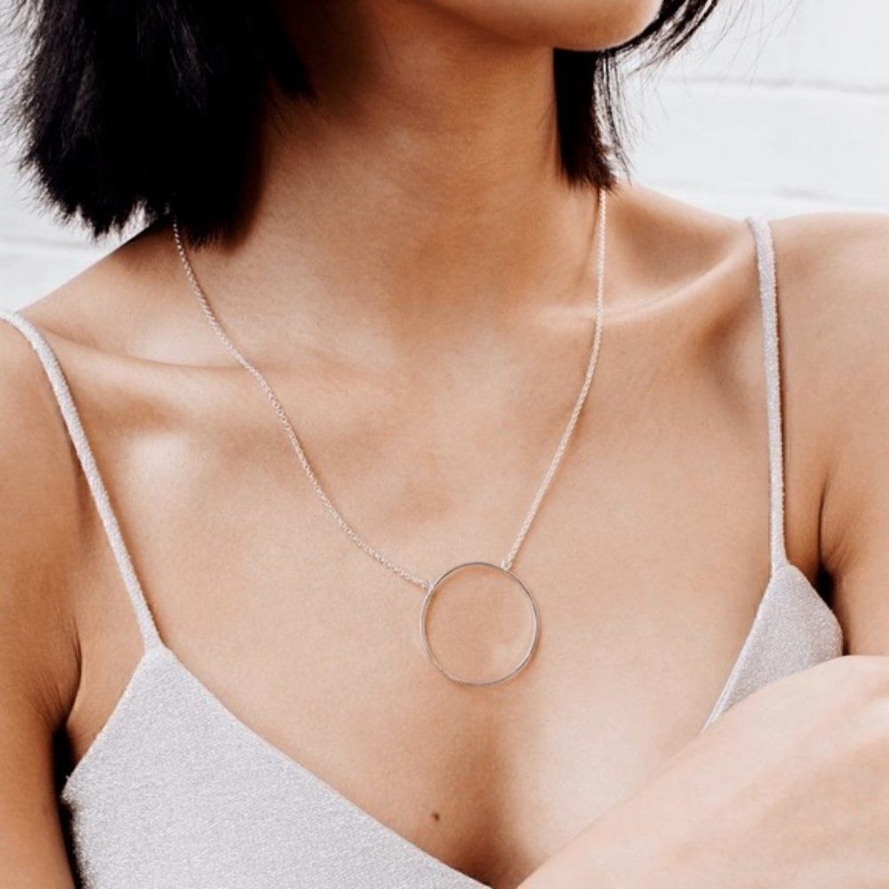Lele Sadoughi silver circle necklace - NWT